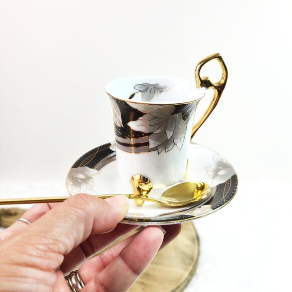 Tea Cup Set  of 3 Porcelain Japan Style Demitasse Tea Cup Set  of 3 - Picture 3 of 6